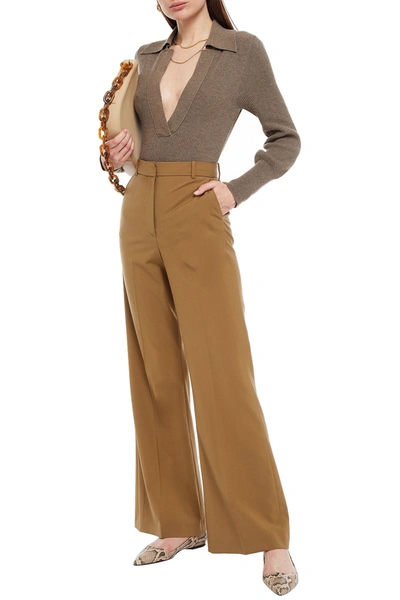 Shop Joseph Wool-blend Flared Pants In Light Brown