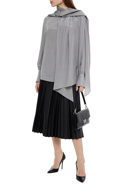 Shop Joseph Bose Draped Silk Crepe De Chine Blouse In Gray