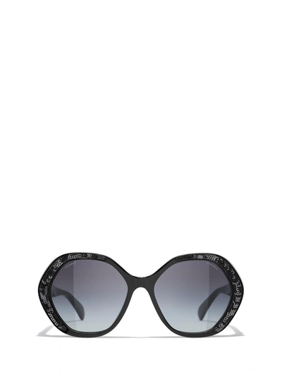 Pre-owned Chanel Hexagon Sunglasses In Black