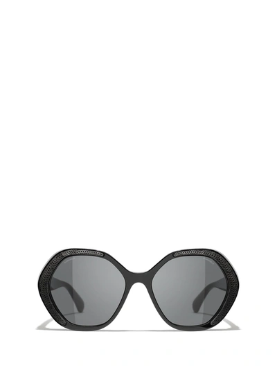 Pre-owned Chanel Hexagon Sunglasses In Black