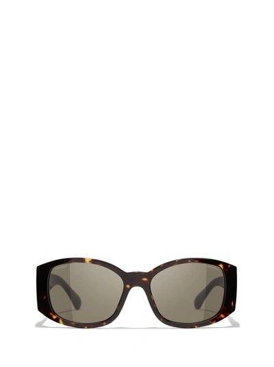 Pre-owned Chanel Rectangle Sunglasses In Brown