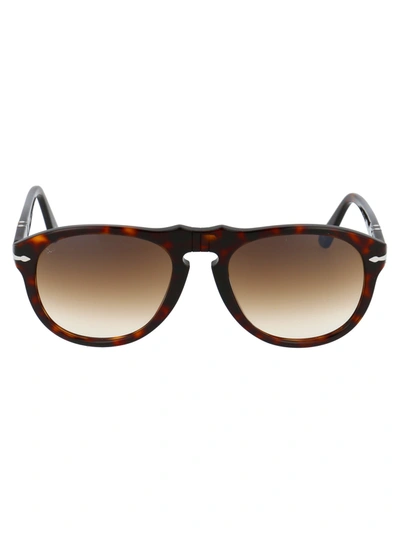 Shop Persol Pilot Frame Sunglasses In Brown