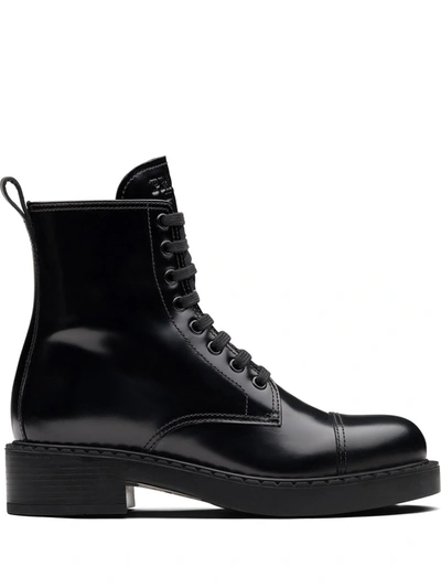 Shop Prada Combat Boots In Black