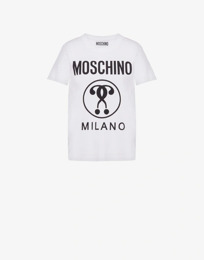 Shop Moschino Double Question Mark Jersey T-shirt In White