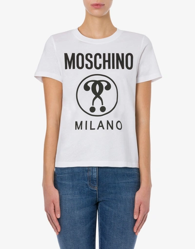 Shop Moschino Double Question Mark Jersey T-shirt In White