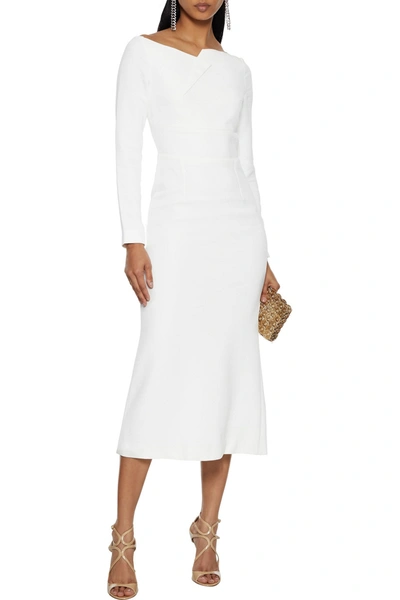 Shop Roland Mouret Romolo Crepe Midi Dress In White