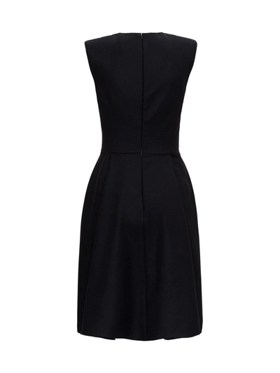 Shop Alexander Mcqueen Wool Blend Dress With Padded Straps In Black