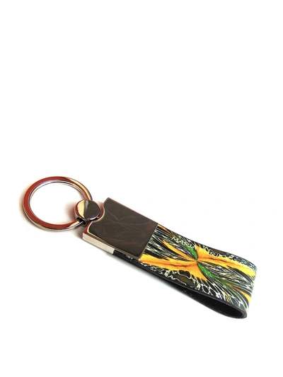 Shop Maria Enrica Nardi Macula Gialla Leather And Steel Key Holder In Yello In Yellow