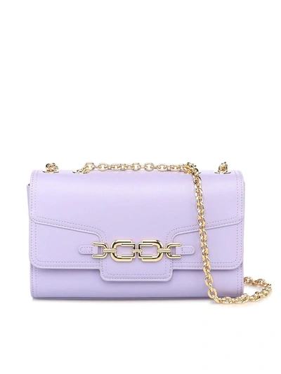 Shop Elisabetta Franchi Gold-tone Horsebit Shoulder Bag In Purple