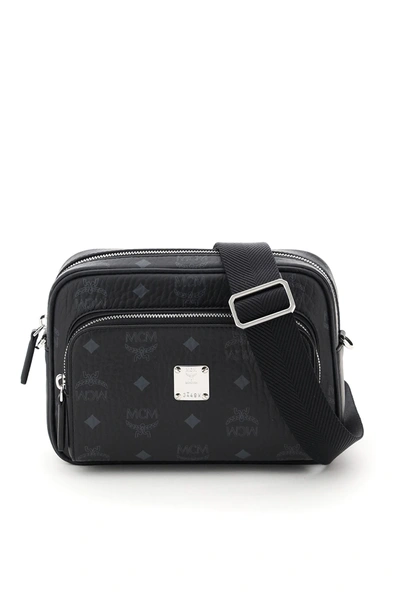Shop Mcm Klassik Small Visetos Crossbody Bag In Black,grey