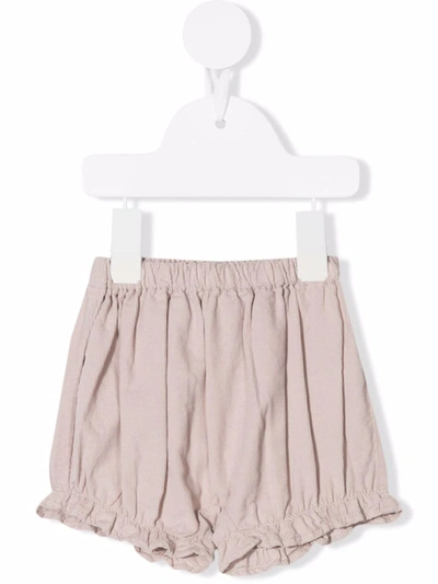 Shop Knot Flora Ruffle Baby Shorts In Neutrals
