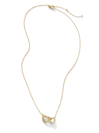 David Yurman 18kt Yellow Gold Diamond Interlocking Heart Necklace In Gold