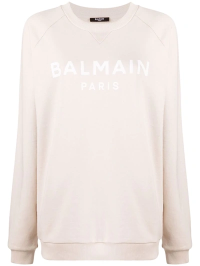 Shop Balmain Logo-print Sweatshirt In 中性色