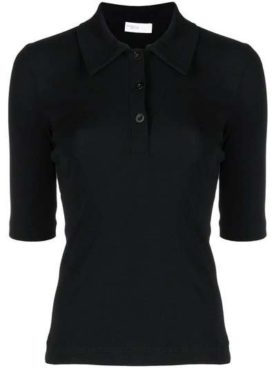 Shop Rosetta Getty Short-sleeved Polo Shirt In 黑色