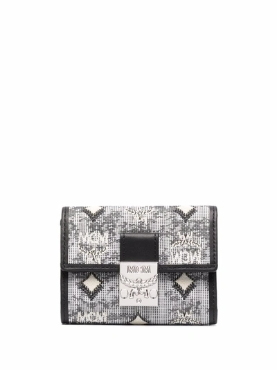 Shop Mcm Mini Monogram Jacquard Tri-fold Wallet In 灰色