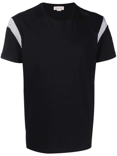 Shop Alexander Mcqueen Striped Details T-shirt In 黑色