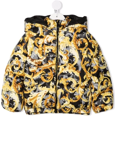 Shop Versace Baroccoflage-print Puffer Jacket In 黄色
