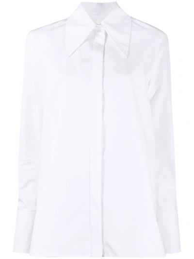 Shop Jil Sander Pointed-collar Cotton Shirt In 白色