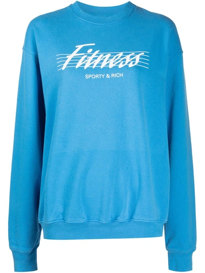 Shop Sporty And Rich Fitness Logo Sweatshirt In 蓝色