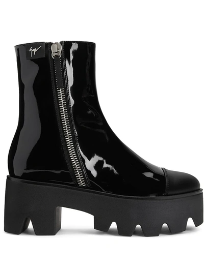 Shop Giuseppe Zanotti Juliett Patent-effect Boots In 黑色