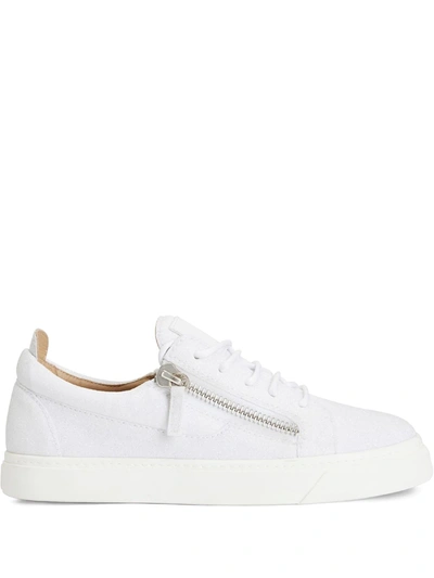 Shop Giuseppe Zanotti Nicki Glitter Low-top Sneakers In White