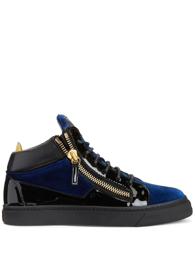 Shop Giuseppe Zanotti Kriss Panelled Mid-top Sneakers In 蓝色