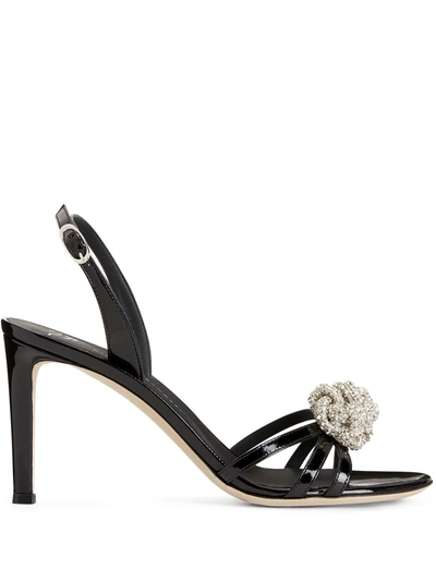 Shop Giuseppe Zanotti Crystal-embellished Stiletto Sandals In 黑色