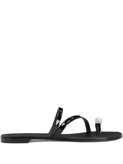 Shop Giuseppe Zanotti Hillary Crystal-ring Sandals In 黑色