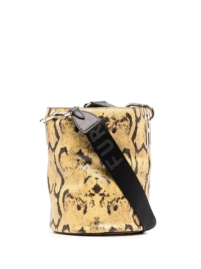 Shop Furla Lipari Snakeskin-print Bucket Bag In 黄色