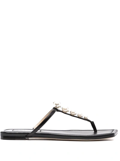 Shop Jimmy Choo Alaina Pearl-embellished Sandals In 黑色