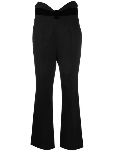 Red Valentino High-waisted Stretch Knit Cropped Pants In Black | ModeSens