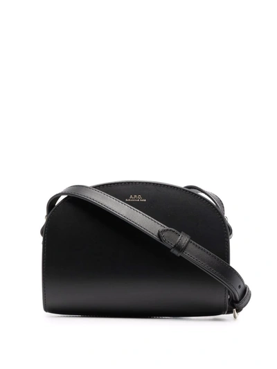 Shop Apc Half-moon Leather Bag In 黑色