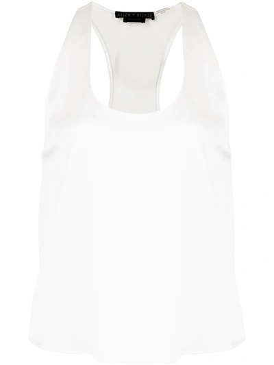 Shop Alice And Olivia Reiko Crepe Tank Top In 白色