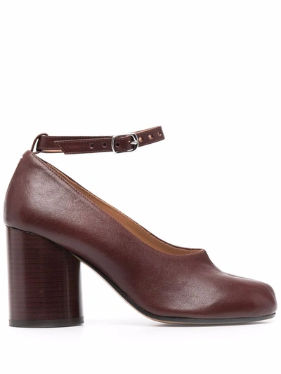 Shop Maison Margiela Tabi 80mm Mary Jane Pumps In Brown