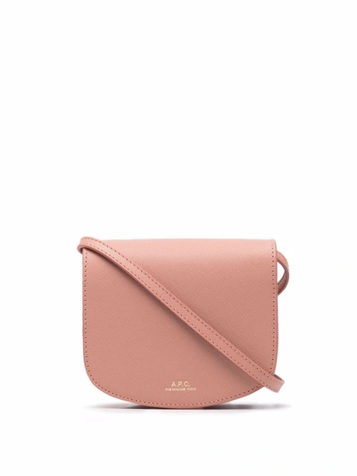 Shop A.p.c. Mini Dina Saffiano-leather Bag In 粉色