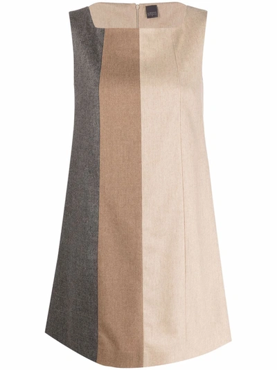 Shop Lorena Antoniazzi Colour-blocked Sleeveless Dress In 中性色