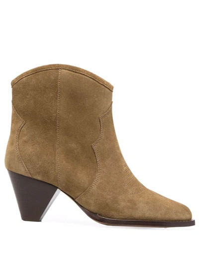 Shop Isabel Marant Tapered-heel Western-style Boots In 褐色