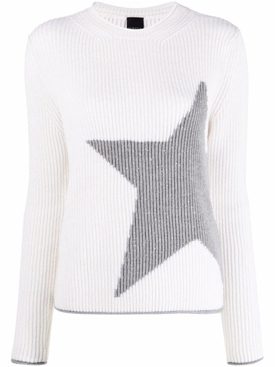 Shop Lorena Antoniazzi Ribbed-knit Star Sequin Jumper In 白色