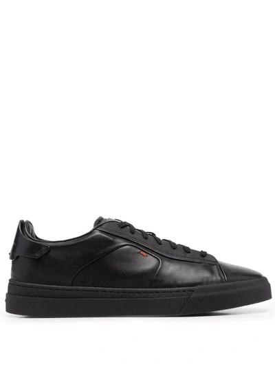 Shop Santoni Panelled Low-top Sneakers In 黑色
