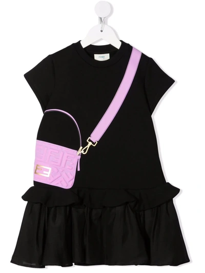 Shop Fendi Graphic-print Flared Dress In 黑色