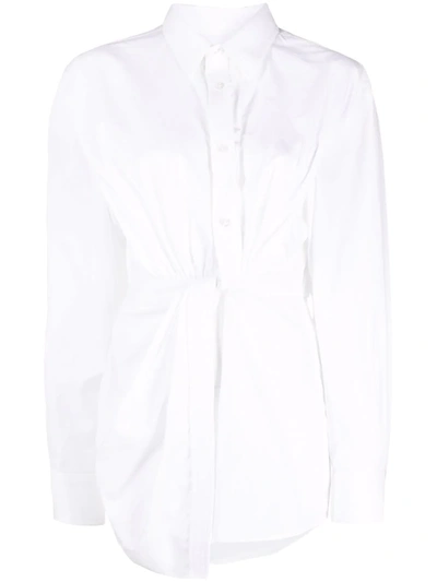 Shop Alexander Wang T Ruched-detail Cotton Shirt In 白色