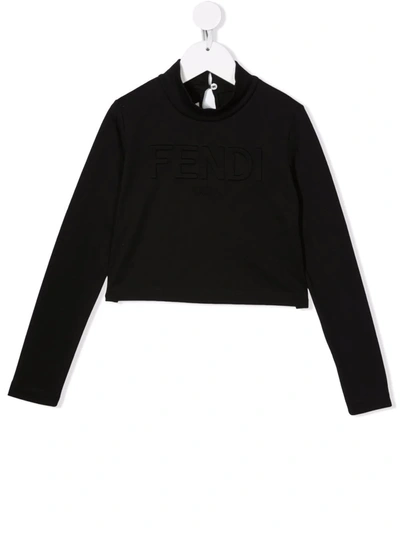 Shop Fendi Embossed Logo Sweatshirt In 黑色