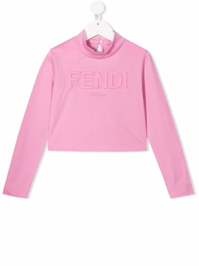 Shop Fendi Embossed Logo Sweatshirt In 粉色