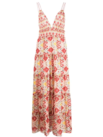 Shop Alice And Olivia Karlina Tiered Maxi Dress In 红色