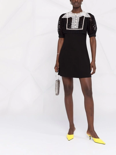Shop Self-portrait Crepe Mini Dress In Black