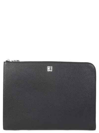 Shop Givenchy 4g Large Gusset Pouch In Black