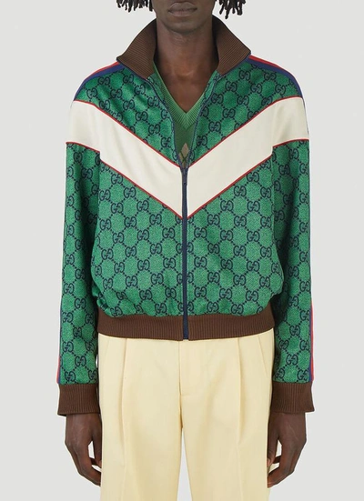Shop Gucci Gg Web Zip Jacket In Green