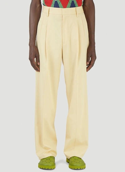 Shop Gucci Twill Pants In Beige