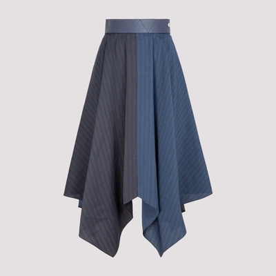 Shop Loewe Stripe Asymmetric Midi Skirt In Blue