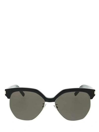 Shop Saint Laurent Oversized Clubmaster Sunglasses In Black
